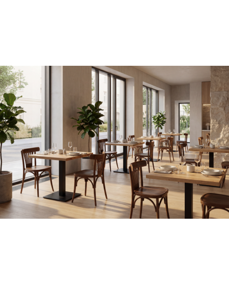 Stolik Alfa S czarny z dębowym blatem drewnianym