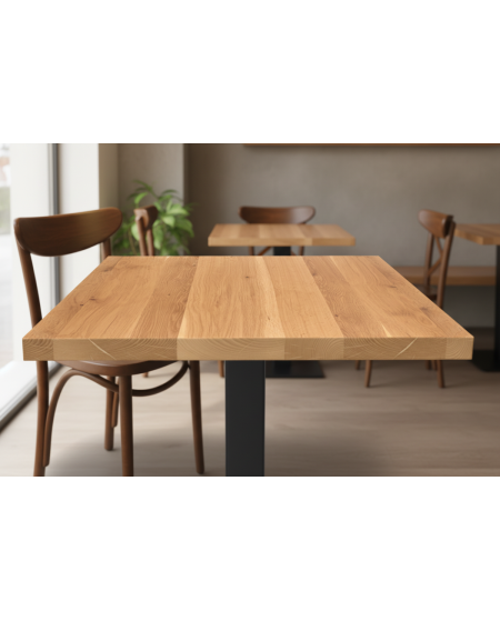 Stolik Alfa S czarny z dębowym blatem drewnianym