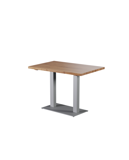 Stolik Alfa Duo szary z dębowym blatem drewnianym