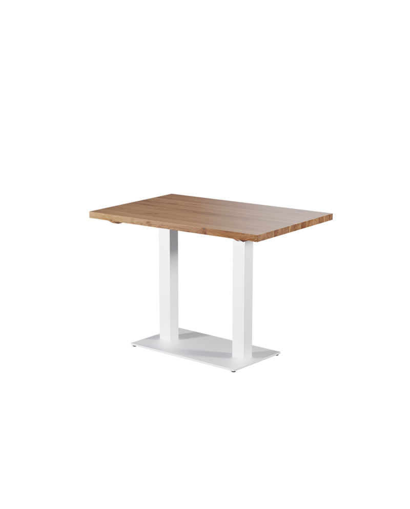 Stolik Alfa Duo biały z dębowym blatem drewnianym