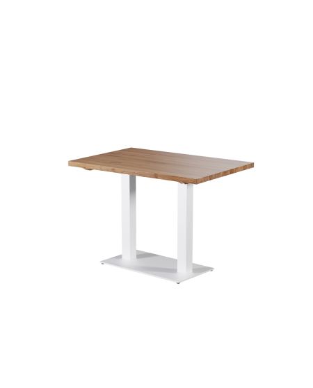 Stolik Alfa Duo biały z dębowym blatem drewnianym