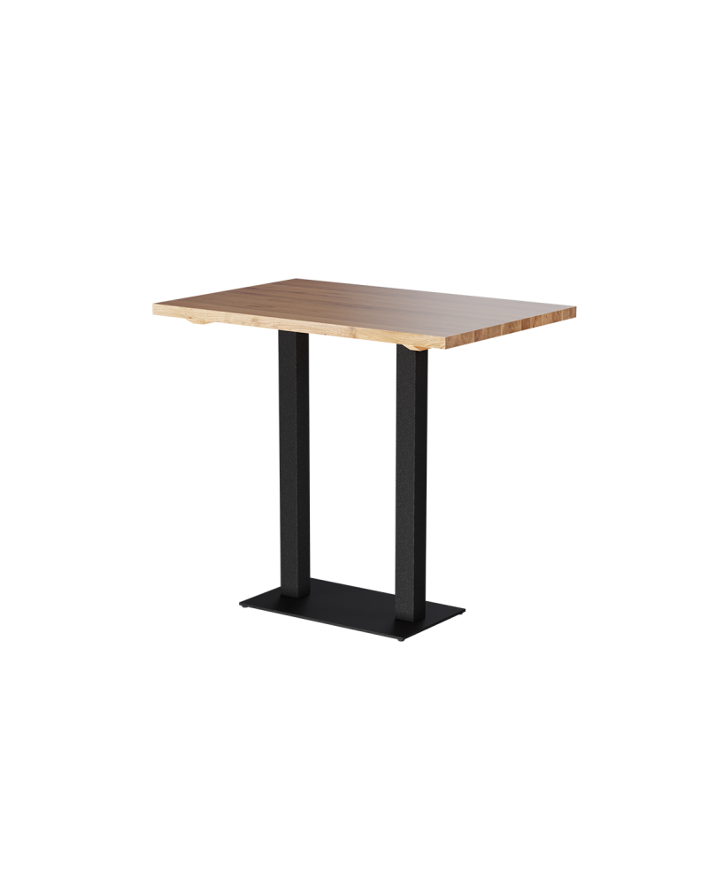 Stolik Alfa Bar Duo czarny z dębowym blatem drewnianym