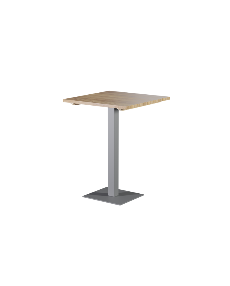 Stolik Alfa Bar szary z blatem drewnianym