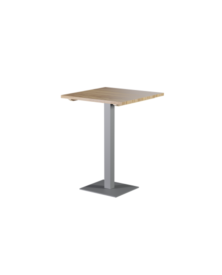 Stolik Alfa Bar szary z blatem drewnianym