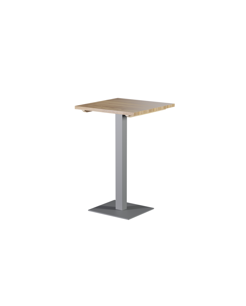 Stolik Alfa Bar szary z blatem drewnianym