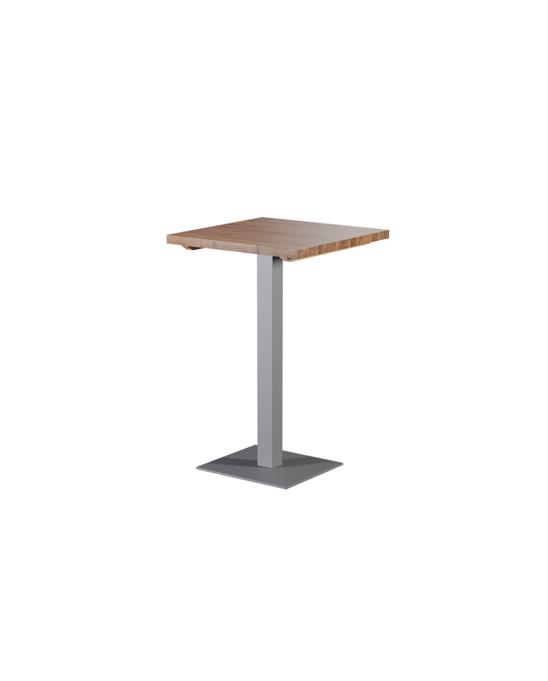 Stolik Alfa Bar szary z dębowym blatem drewnianym