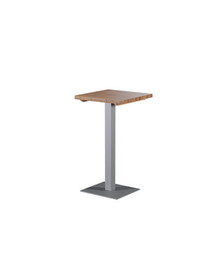 Stolik Alfa Bar szary z dębowym blatem drewnianym