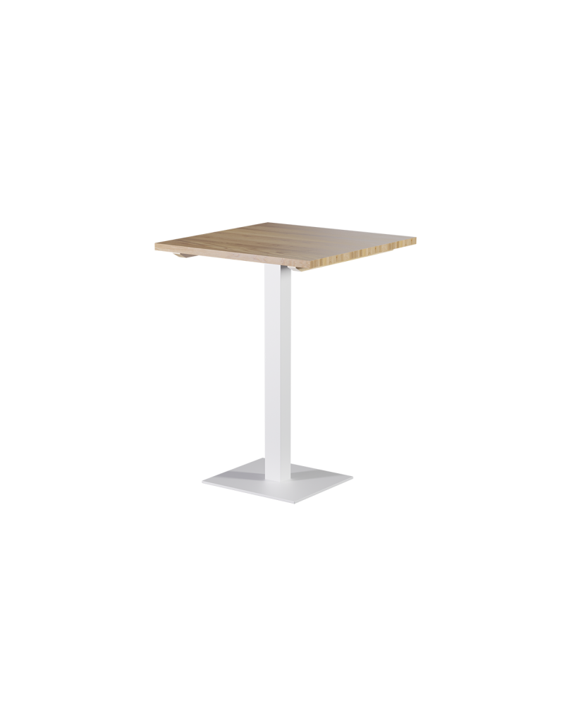 Stolik Alfa Bar biały z blatem drewnianym