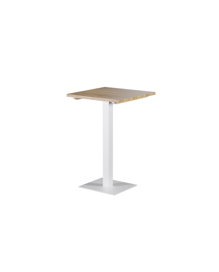 Stolik Alfa Bar biały z blatem drewnianym