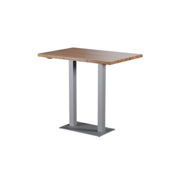 Stolik Alfa Bar Duo szary z dębowym blatem drewnianym