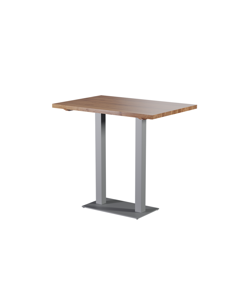Stolik Alfa Bar Duo szary z dębowym blatem drewnianym