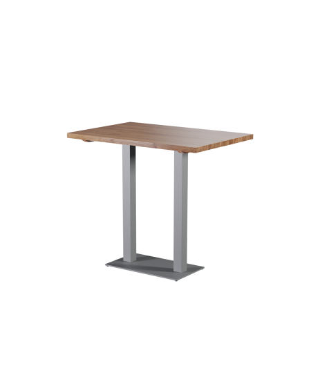 Stolik Alfa Bar Duo szary z dębowym blatem drewnianym
