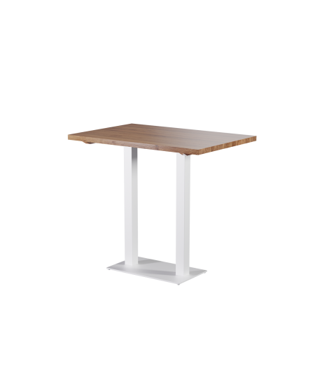 Stolik Alfa Bar Duo biały z dębowym blatem drewnianym