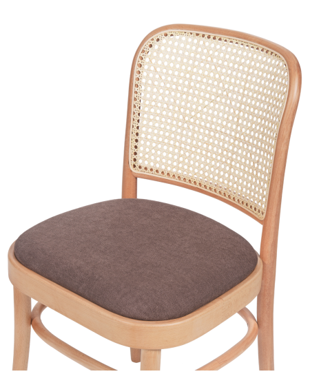 Krzesło drewniane Loomi 811 rattan naturalny - siedzisko brązowe