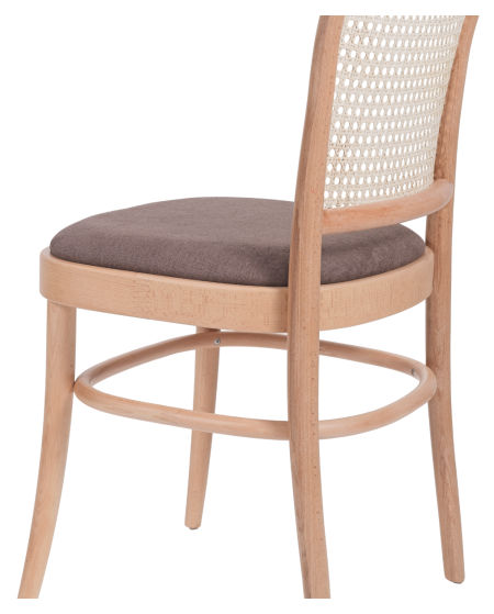 Krzesło drewniane Loomi 811 rattan naturalny - siedzisko brązowe