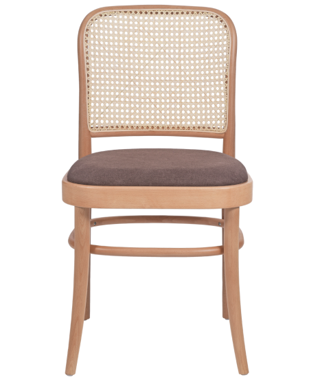 Krzesło drewniane Loomi 811 rattan naturalny - siedzisko brązowe