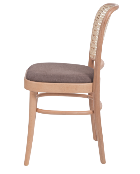 Krzesło drewniane Loomi 811 rattan naturalny - siedzisko brązowe