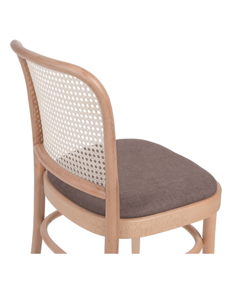 Krzesło drewniane Loomi 811 rattan naturalny - siedzisko brązowe