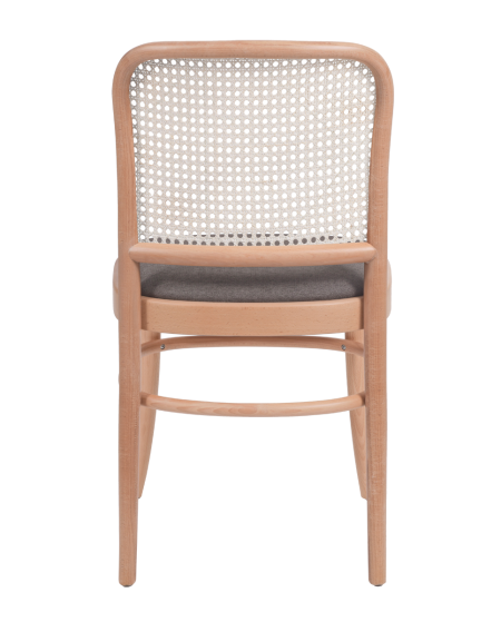 Krzesło drewniane Loomi 811 rattan naturalny - siedzisko szare