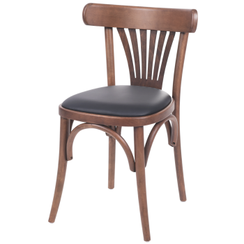 Krzesło drewniane Legend orzech - siedzisko czarne ekoskóra