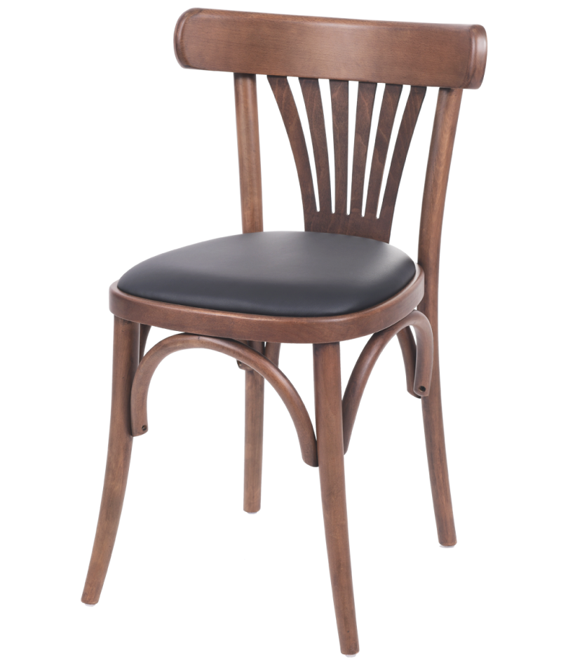 Krzesło drewniane Legend orzech - siedzisko czarne ekoskóra