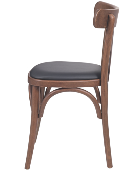 Krzesło drewniane Legend orzech - siedzisko czarne ekoskóra