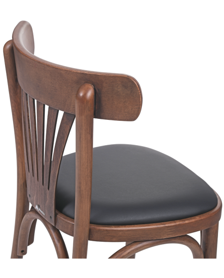 Krzesło drewniane Legend orzech - siedzisko czarne ekoskóra