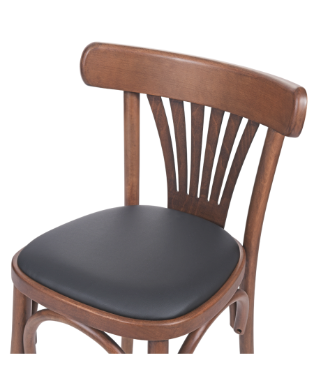 Krzesło drewniane Legend orzech - siedzisko czarne ekoskóra