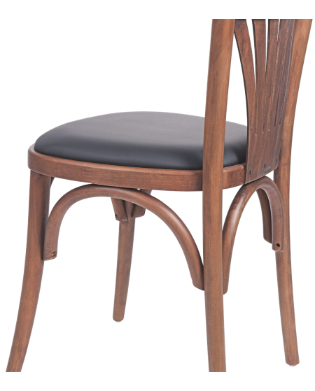 Krzesło drewniane Legend orzech - siedzisko czarne ekoskóra