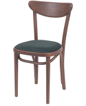 Krzesło drewniane Boomerang orzech - siedzisko zielone
