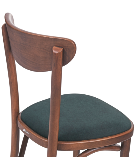 Krzesło drewniane Boomerang orzech - siedzisko zielone