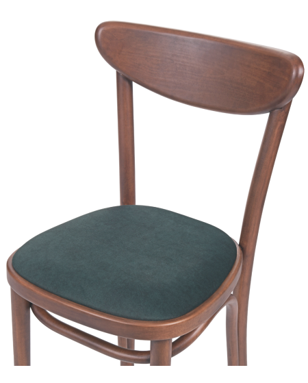 Krzesło drewniane Boomerang orzech - siedzisko zielone