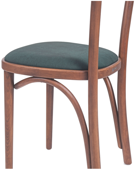 Krzesło drewniane Boomerang orzech - siedzisko zielone