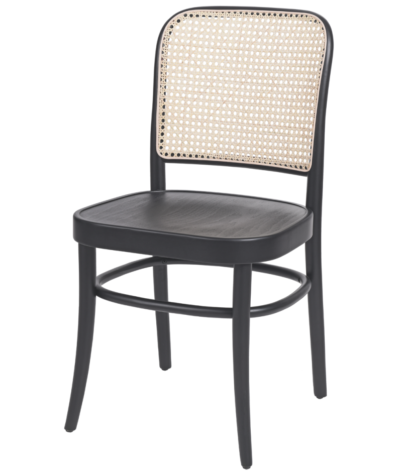 Krzesło drewniane Loomi 811 rattan czarne