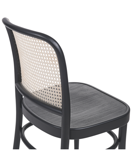 Krzesło drewniane Loomi 811 rattan czarne