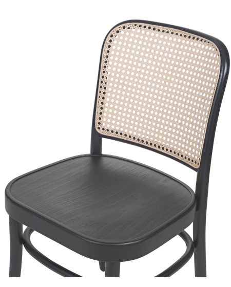 Krzesło drewniane Loomi 811 rattan czarne