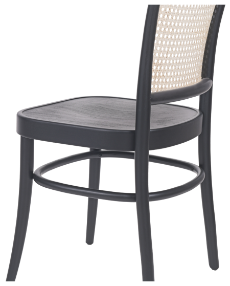 Krzesło drewniane Loomi 811 rattan czarne