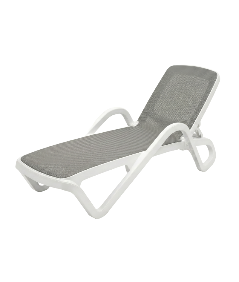 Leżak Marina biało-szary
