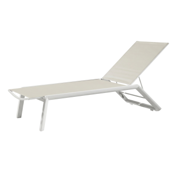 Leżak Riviera biało-beżowy