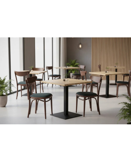 Krzesło drewniane Boomerang orzech - siedzisko zielone