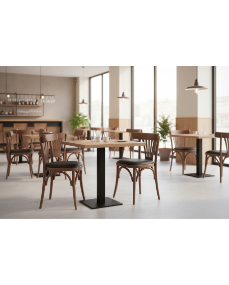 Krzesło drewniane Legend orzech - siedzisko czarne ekoskóra