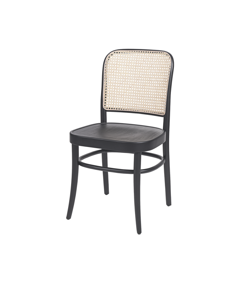 Krzesło drewniane Loomi 811 rattan czarne