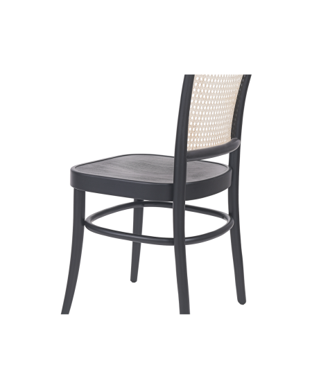 Krzesło drewniane Loomi 811 rattan czarne