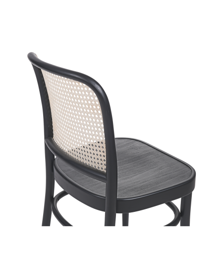 Krzesło drewniane Loomi 811 rattan czarne