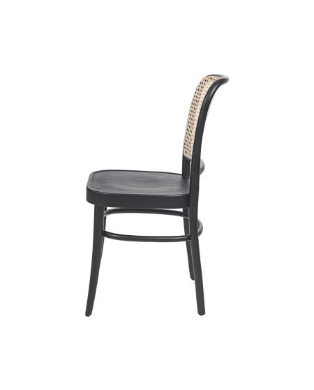 Krzesło drewniane Loomi 811 rattan czarne