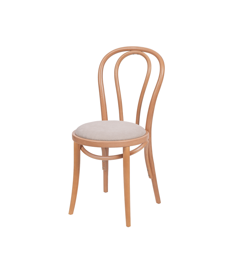 Krzesło drewniane Monet 18 naturalny - siedzisko beżowe