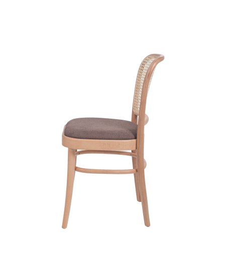Krzesło drewniane Loomi 811 rattan naturalny - siedzisko brązowe