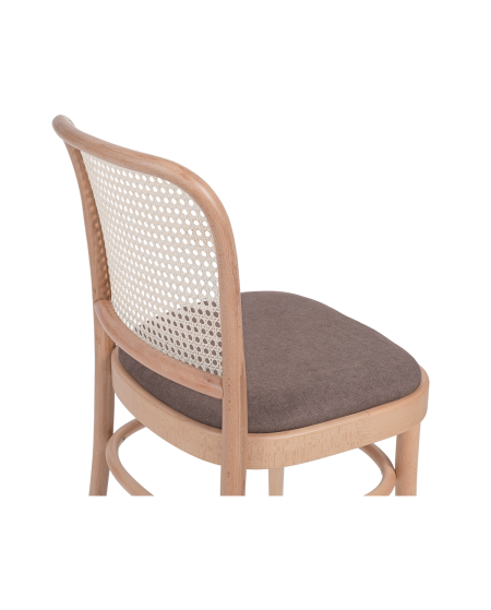 Krzesło drewniane Loomi 811 rattan naturalny - siedzisko brązowe