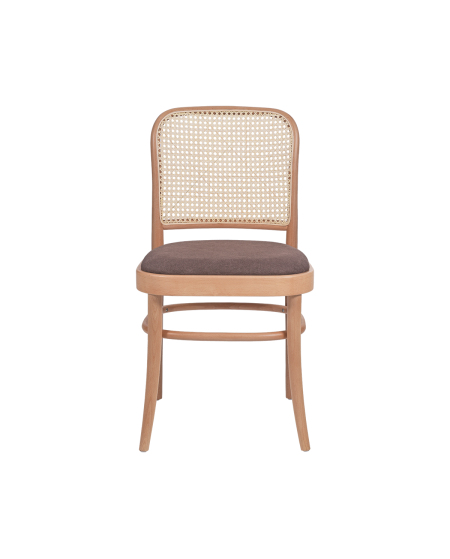 Krzesło drewniane Loomi 811 rattan naturalny - siedzisko brązowe