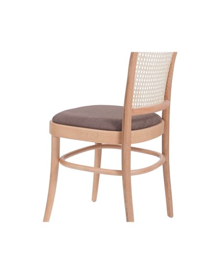 Krzesło drewniane Loomi 811 rattan naturalny - siedzisko brązowe